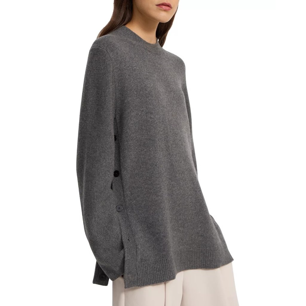 Theory Airy Wool-Cashmere Button Tunic Sweater - Nwt